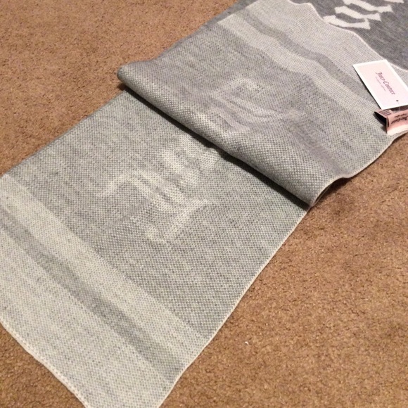 New Juicy Couture Gray White Logo Scarf - Picture 5 of 6